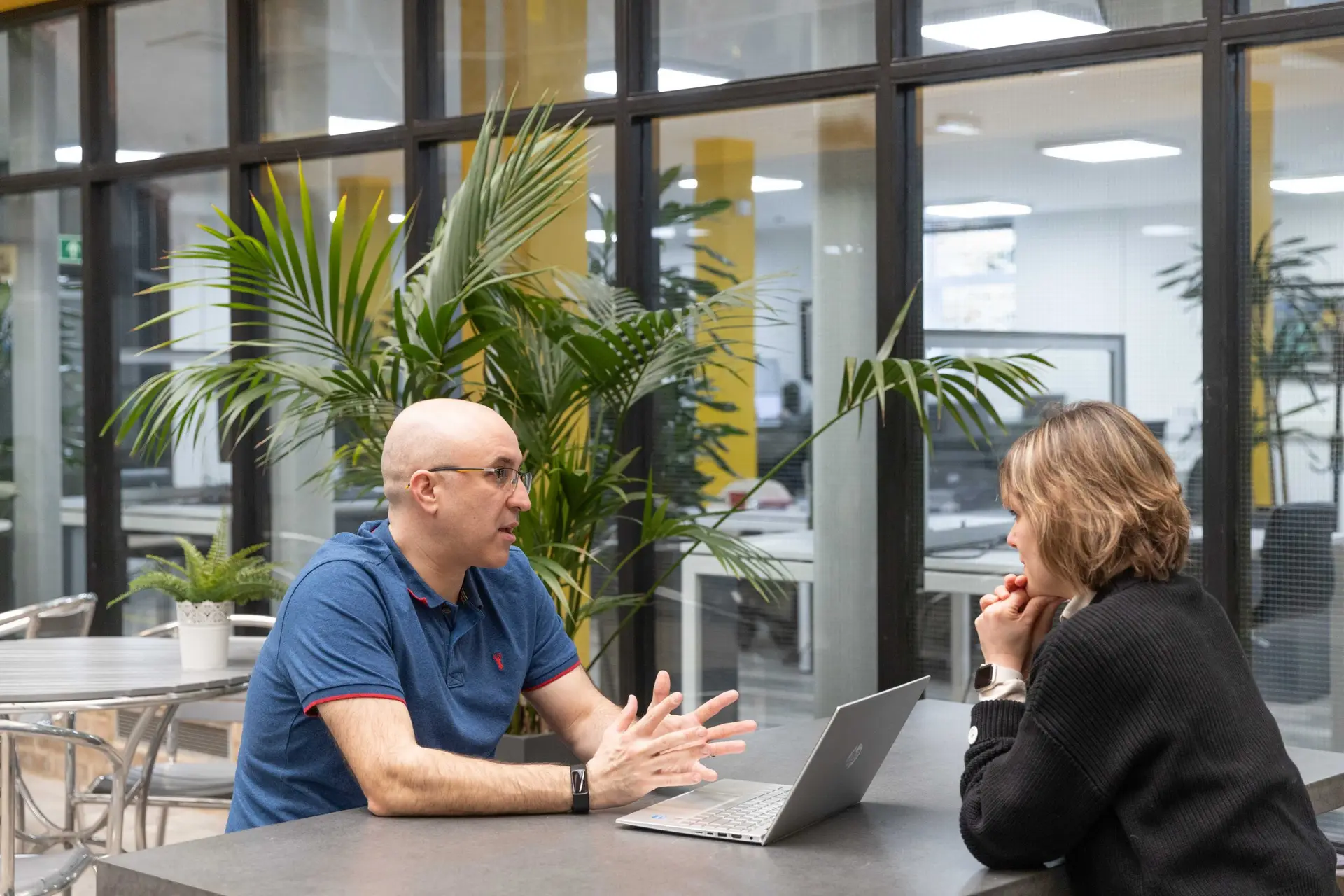 Life coach Justin Saunders works with a client