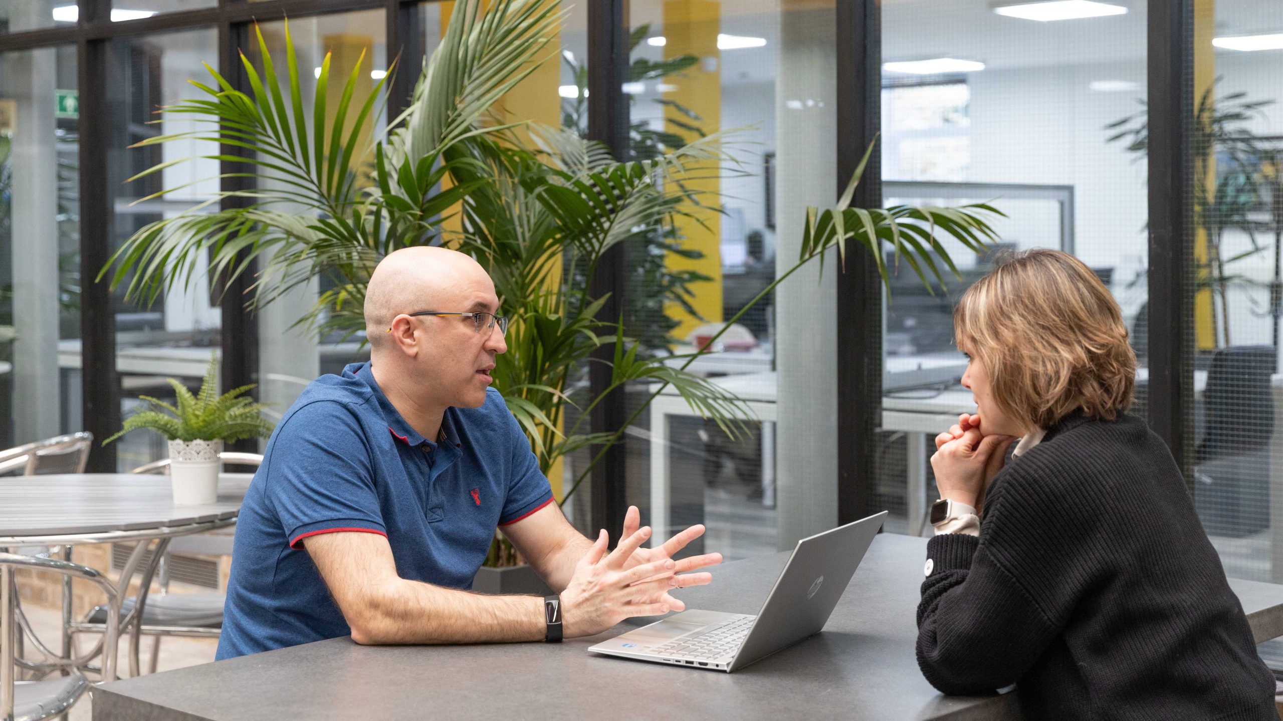 Life coach Justin Saunders works with a client